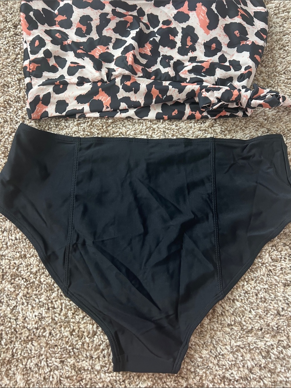 NWOT Sporty Leopard Print Tankini Top and Black High-Waist Bottoms - Size XL - Picture 7 of 14